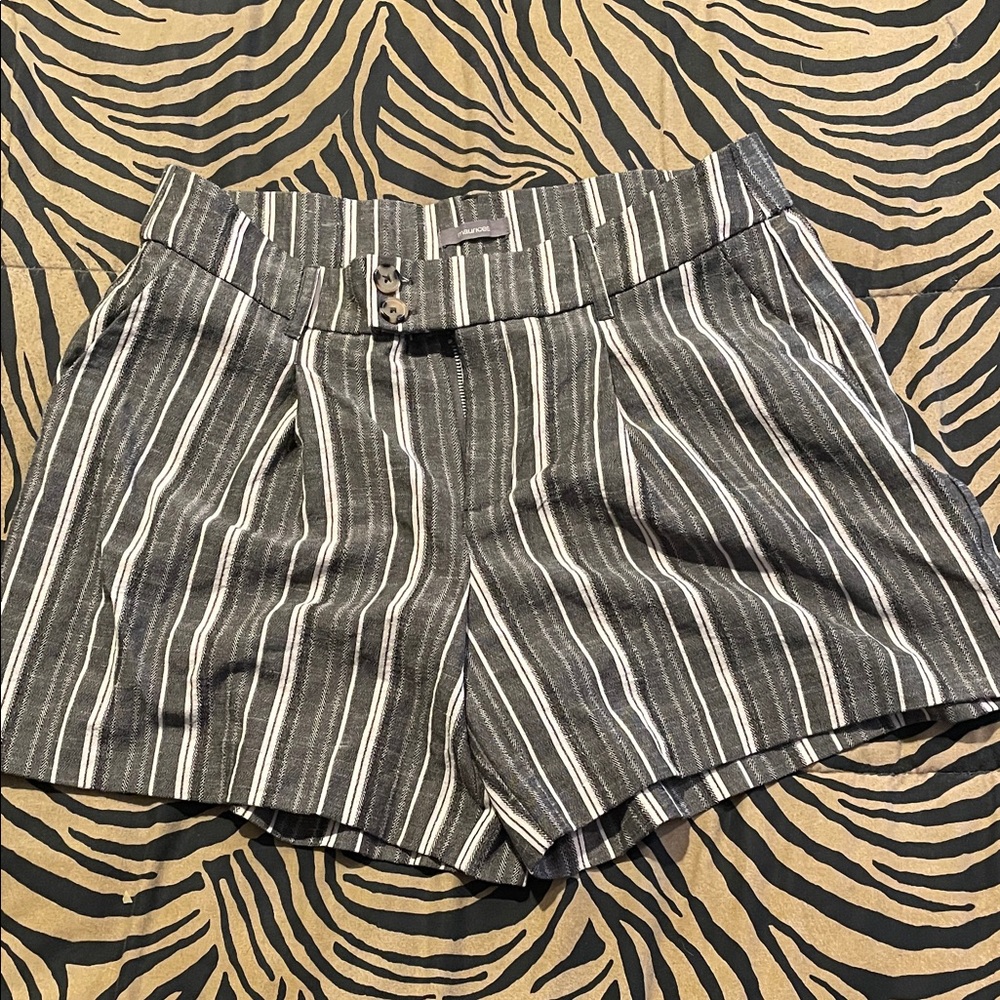 Maurices Black & White Striped High-Waist Shorts